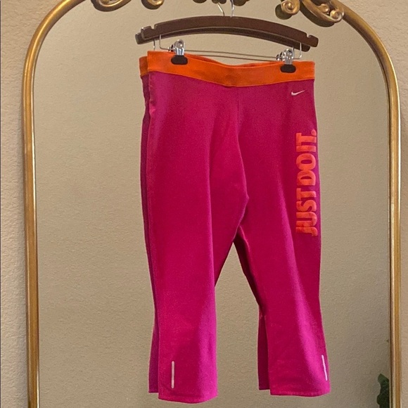 Nike Pink and Orange Dri-fit Performance Crop Leggings Size XL - Picture 4 of 11